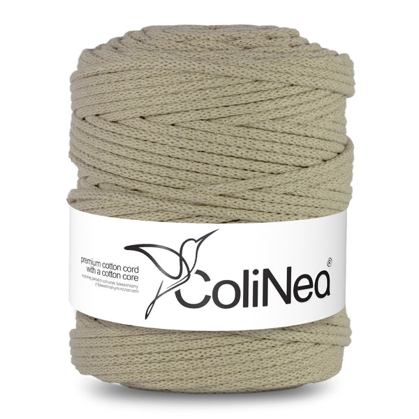 ColiNea, bavlněná šňůra s bavlněným jádrem, opletená, 5 mm, 200 m, světle béžová