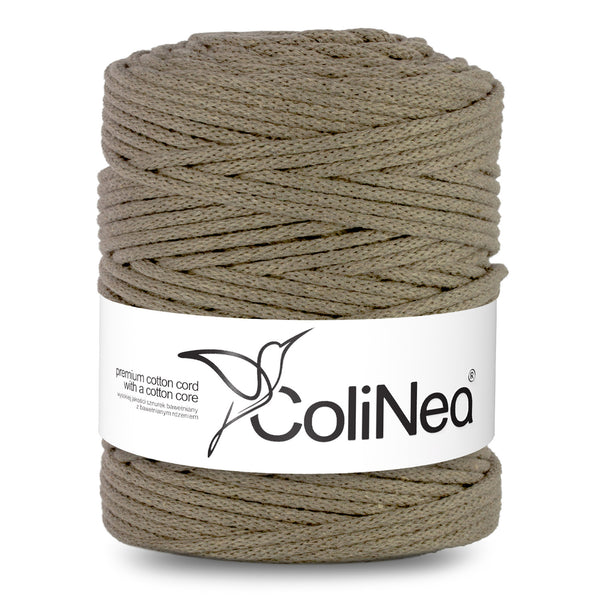 ColiNea, bavlněná šňůra s bavlněným jádrem, opletená, 5 mm, 200 m, tmavě béžová
