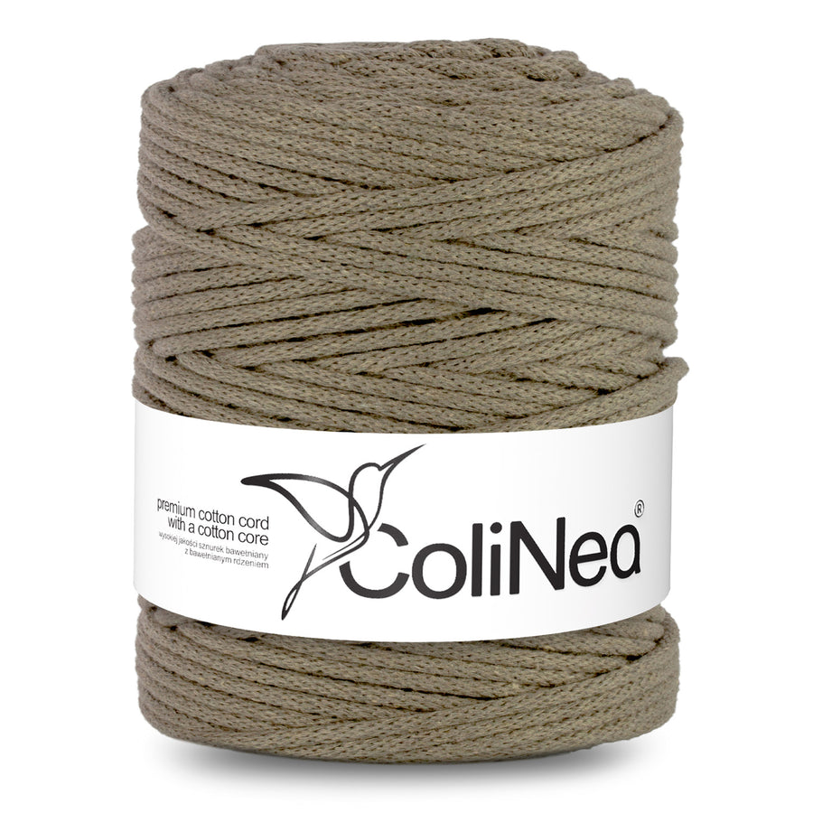 ColiNea, bavlněná šňůra s bavlněným jádrem, opletená, 5 mm, 200 m, tmavě béžová