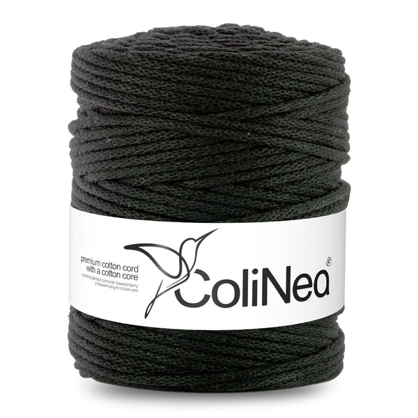 ColiNea, bavlněná šňůra s bavlněným jádrem, opletená, 5 mm, 200 m, černá