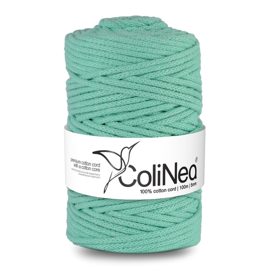 ColiNea, bavlněná šňůra s bavlněným jádrem, opletená, 5 mm, 100 m, celadonová