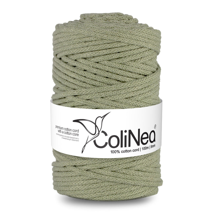 ColiNea, bavlněná šňůra s bavlněným jádrem, opletená, 5 mm, 100 m, olivově zelená