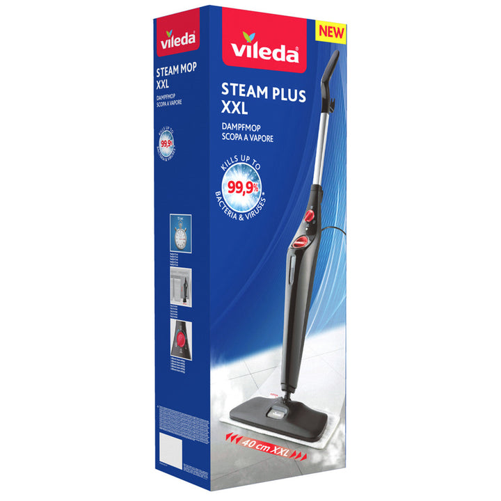 Parní mop Vileda, 3 režimy, náplň 40 cm, parní podložka Steam Plus XXL Power Pad