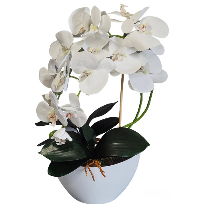 Orchidej umělé květiny orchidej jako živá kaučuk bílý květináč