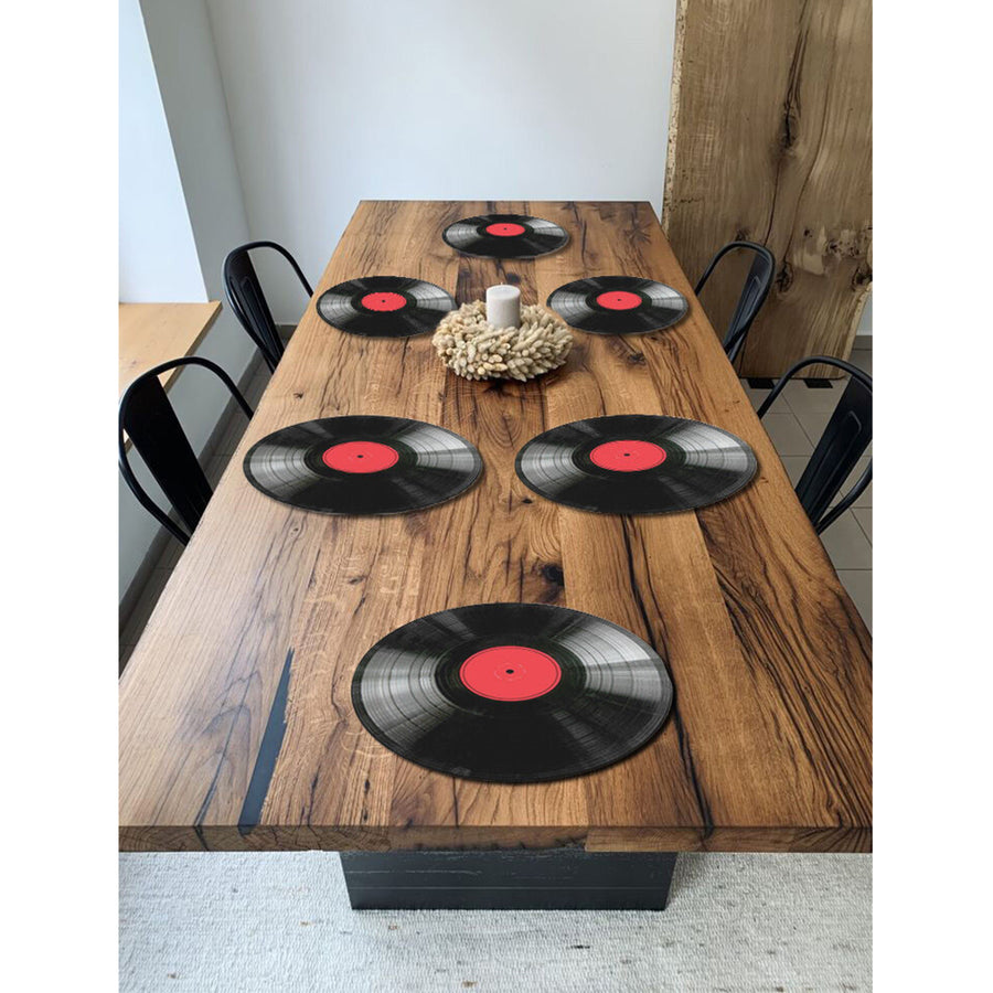 Sada podložek na stůl Bertoni, 6 kusů, kulatá, 33 cm, vinyl