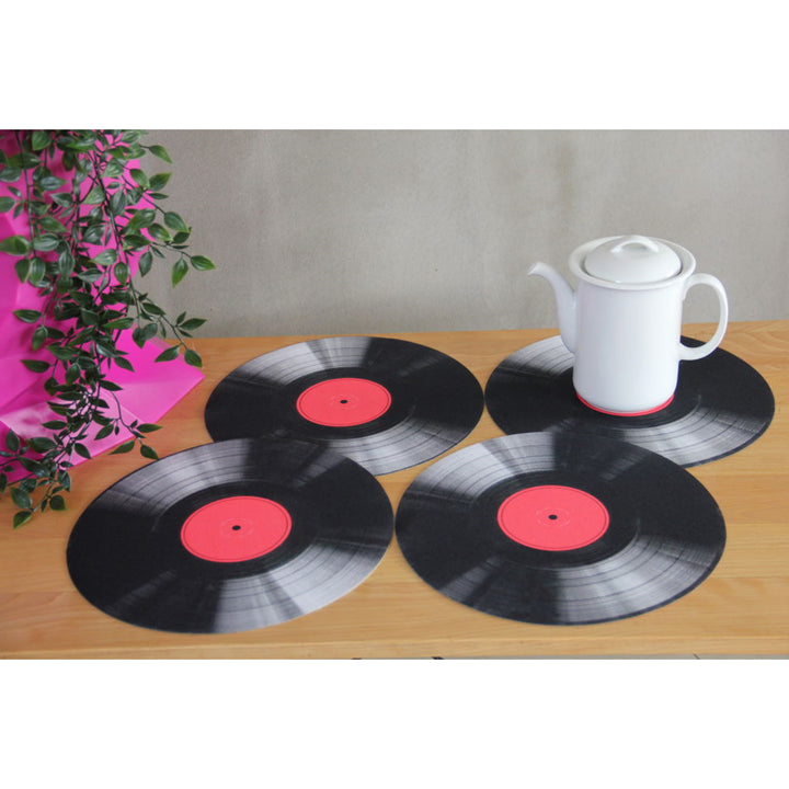 Sada podložek na stůl Bertoni, 4 kusy, kulaté, 33 cm, vinyl