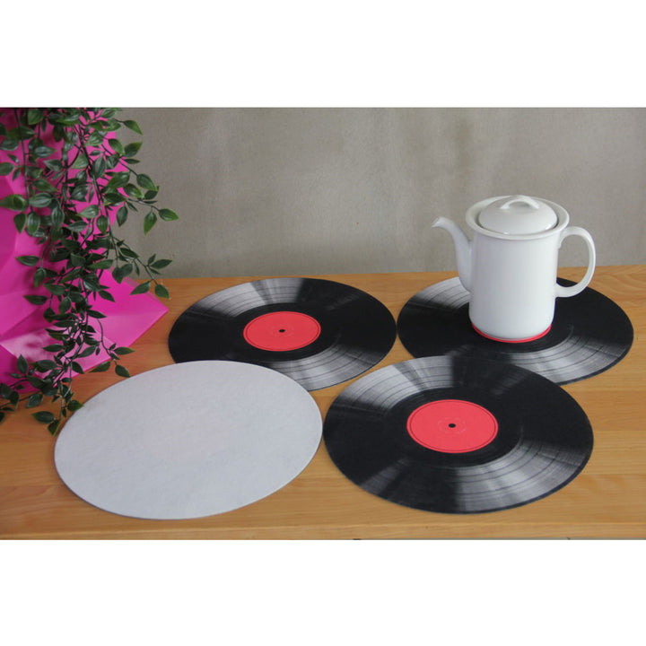 Sada podložek na stůl Bertoni, 4 kusy, kulaté, 33 cm, vinyl