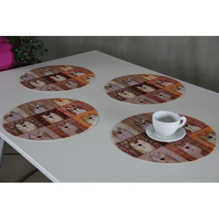 Sada podložek na stůl Bertoni, 4 kusy, kulaté, 33 cm, Pexeso Beige