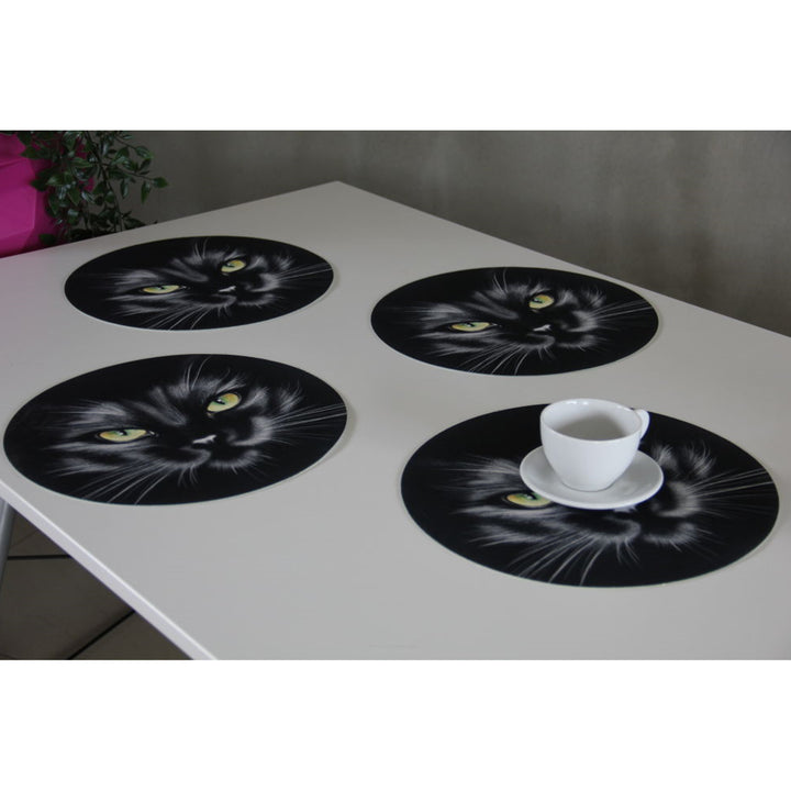 Sada podložek na stůl Bertoni, 4 kusy, kulaté, 33 cm, Nero