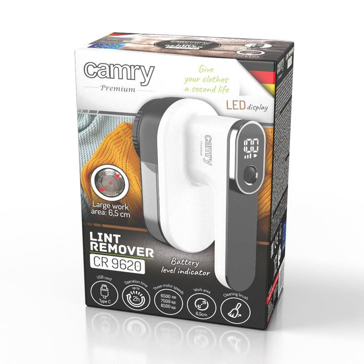 Camry Tissue Shaver, LCD displej, Li-Ion akumulátor, bílý a černý, CR 9620