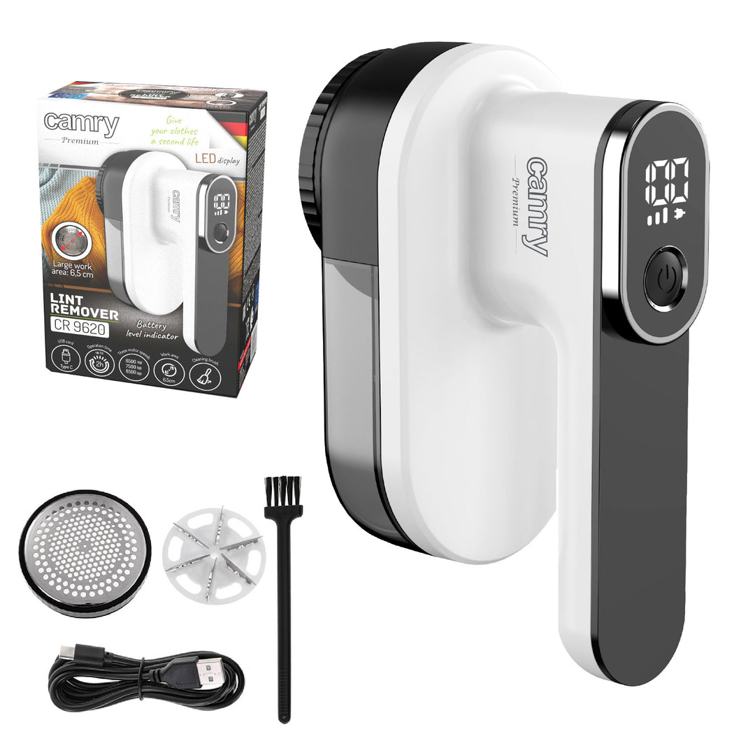 Camry Tissue Shaver, LCD displej, Li-Ion akumulátor, bílý a černý, CR 9620