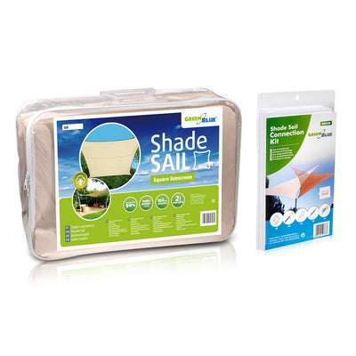 Zahradní stínicí plachta GreenBlue UV, polyester, 4 m čtvereční, krémová, hydrofobní povrch, GB504 + GB508