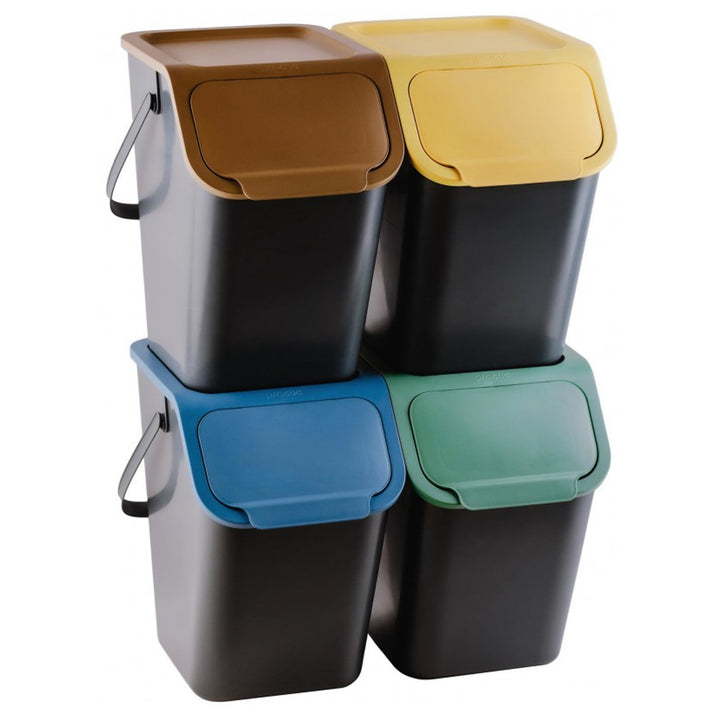 Sada nádob Practic, pro třídění, 4x25l, černá, Bini 10100599