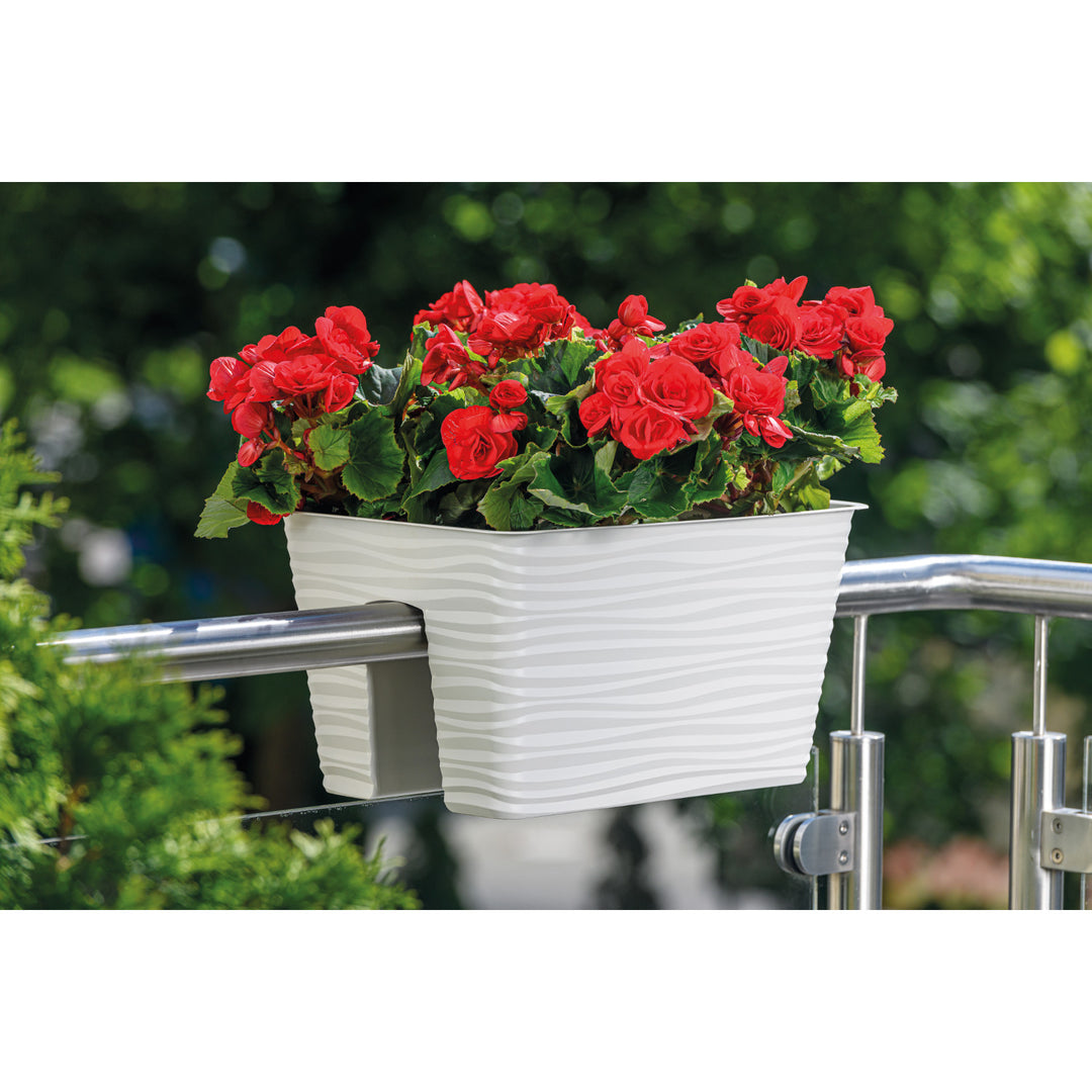 Form-Plastový květináč, zábradlí, 40 cm, PP, světle šedá, Sahara 40