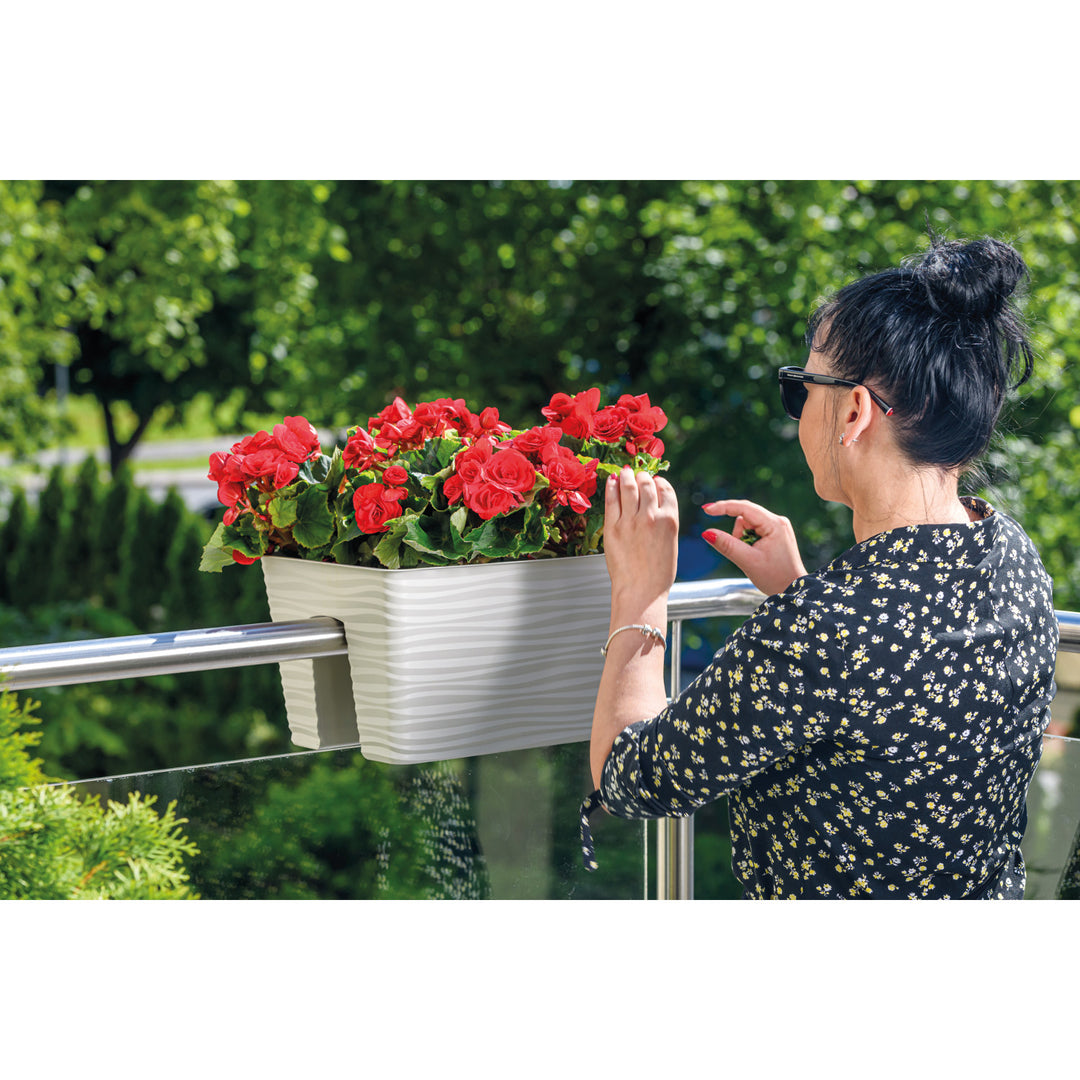 Form-Plastový květináč, zábradlí, 40 cm, PP, světle šedá, Sahara 40