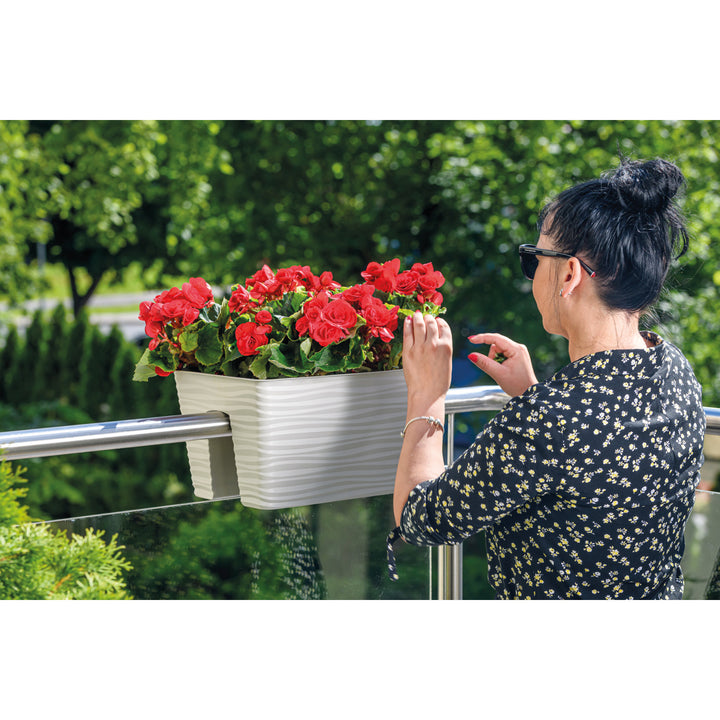 Form-Plastový květináč, zábradlí, 40 cm, PP, světle šedá, Sahara 40