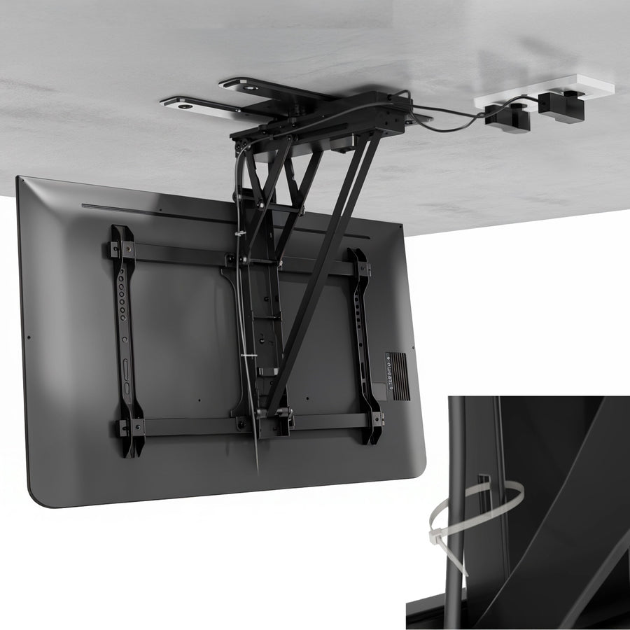 Elektrický stropní držák Maclean pro TV, TUYA podpora, max. VESA 600x400, 90st otočný, 32"-75", 35kg, MC-490