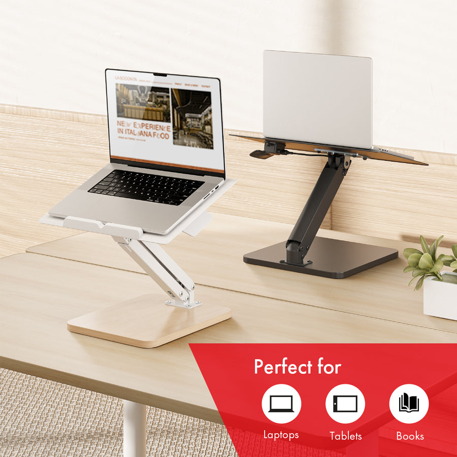 Stolní stojan Maclean pro monitor nebo notebook, plynová pružina, pro stání i sezení, černý, MC-493