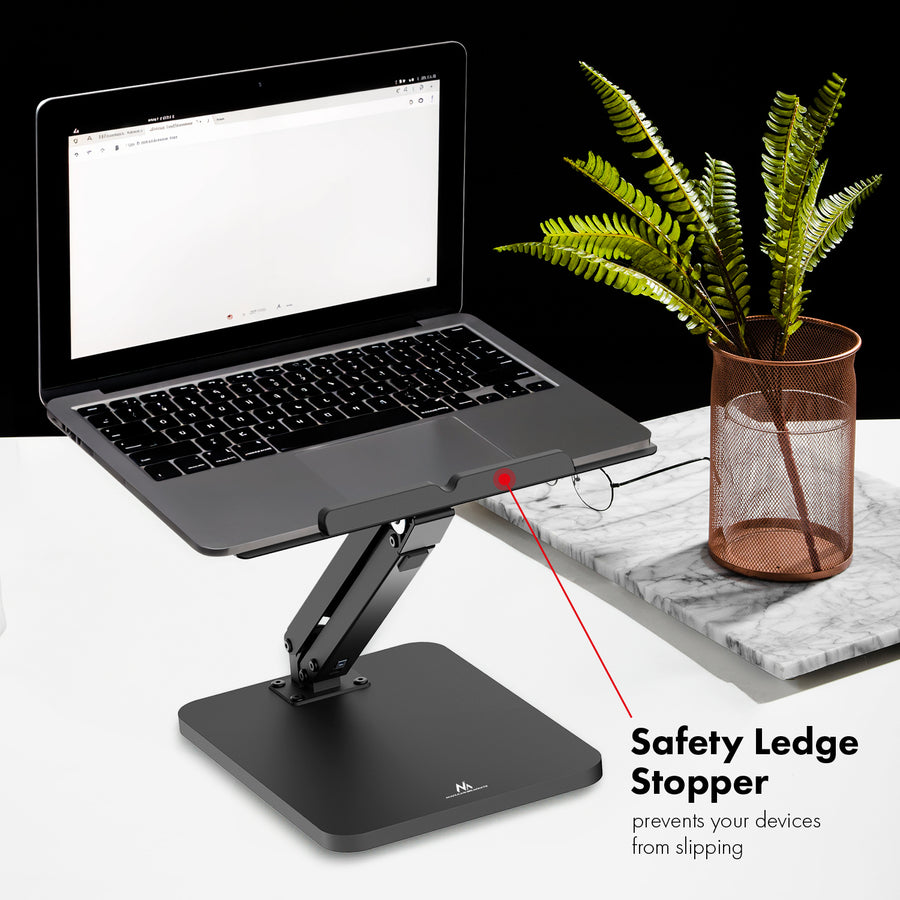 Stolní stojan Maclean pro monitor nebo notebook, plynová pružina, pro stání i sezení, černý, MC-493