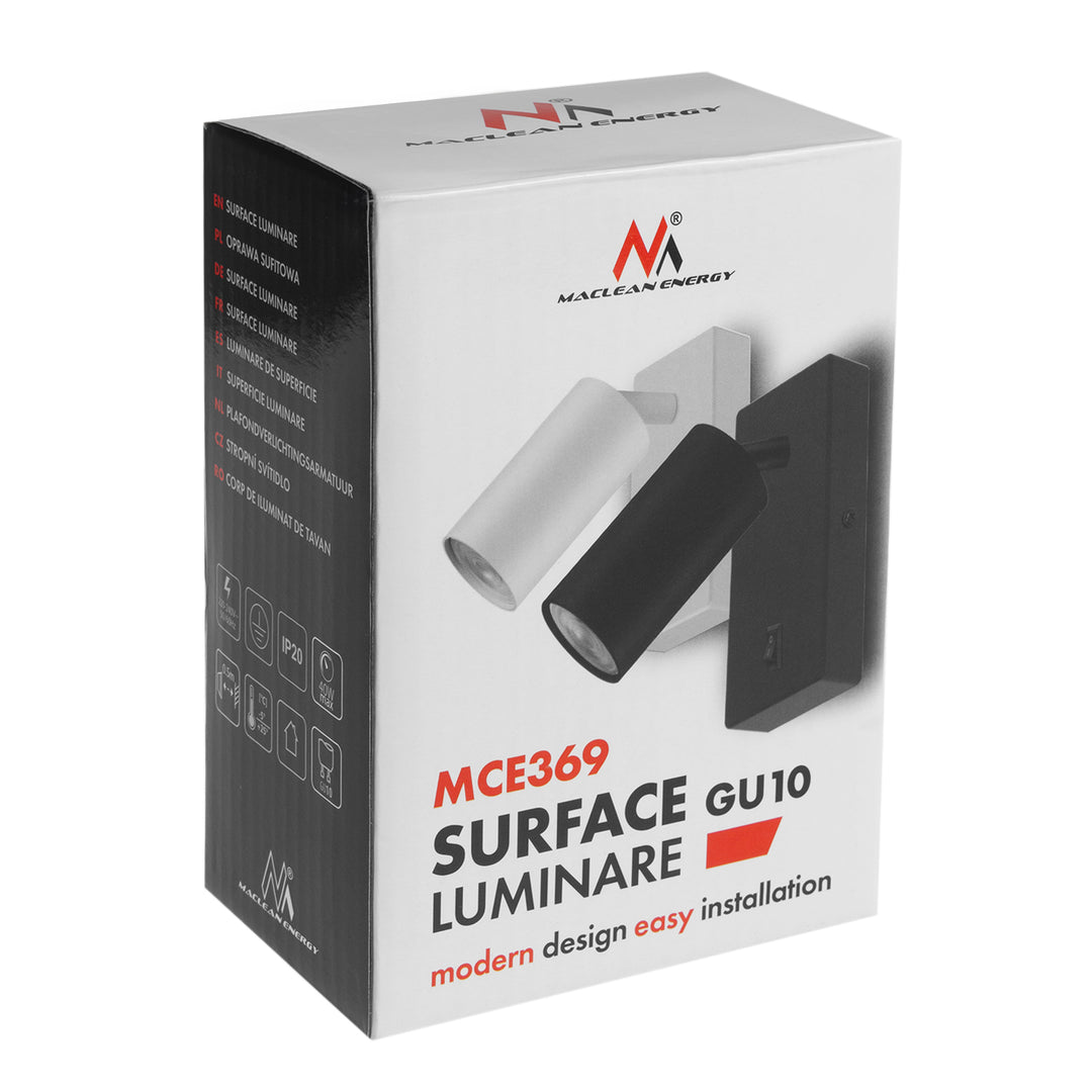 Nástěnné svítidlo Maclean, bodové, kulaté, GU10, s vypínačem 55x100 mm, bílé, MCE369 W