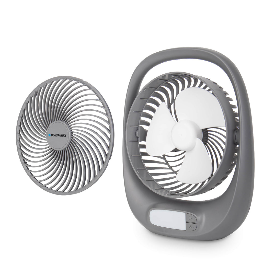 Ventilátor Blaupunkt, přenosný, dobíjecí 1800 mAh, USB, 3 rychlosti, šedý, APF301