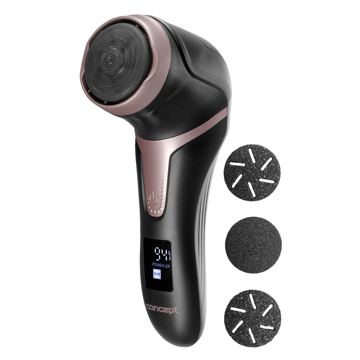 Elektrický pilník na paty Concept, 3 podložky, dobíjecí, černý, PN3020