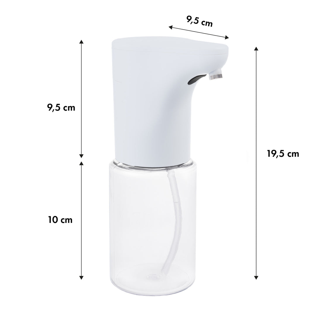Automatický dávkovač Promedix, dávkovací nádoba na tekutá mýdla, dezinfekční prostředky, 300 ml, 4xAA, bílá, PR-540 W