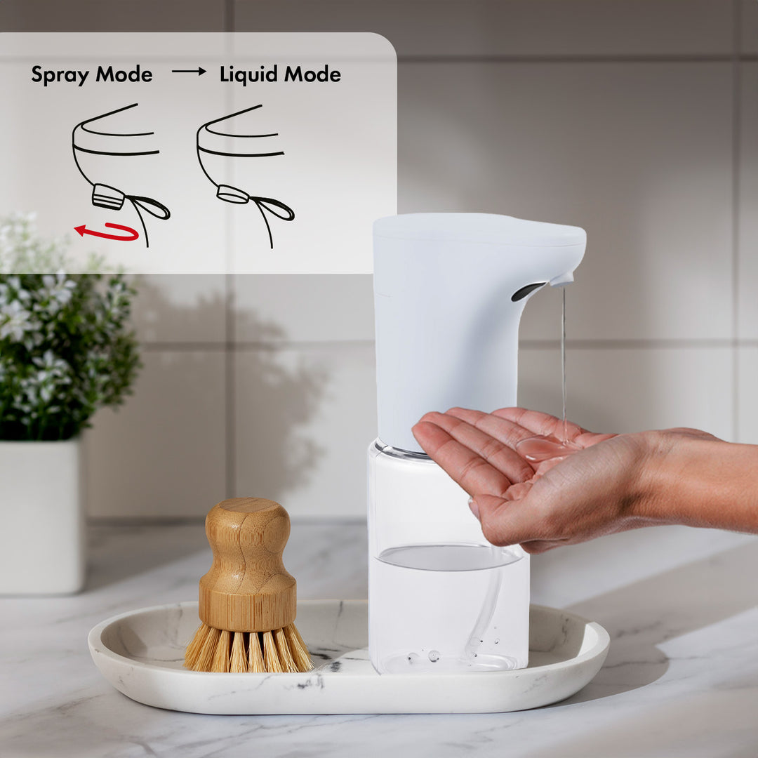 Automatický dávkovač Promedix, dávkovací nádoba na tekutá mýdla, dezinfekční prostředky, 300 ml, 4xAA, bílá, PR-540 W