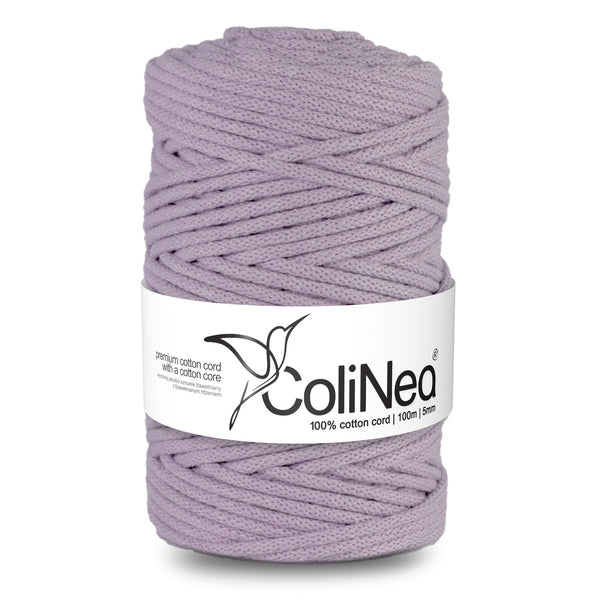 ColiNea, bavlněná šňůra s bavlněným jádrem, opletená, 5 mm, 100 m, lila