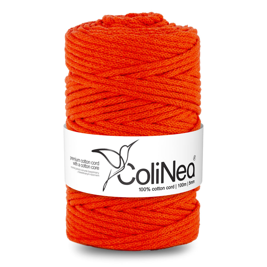 ColiNea, bavlněná šňůra s bavlněným jádrem, opletená, 5 mm, 100 m, oranžová