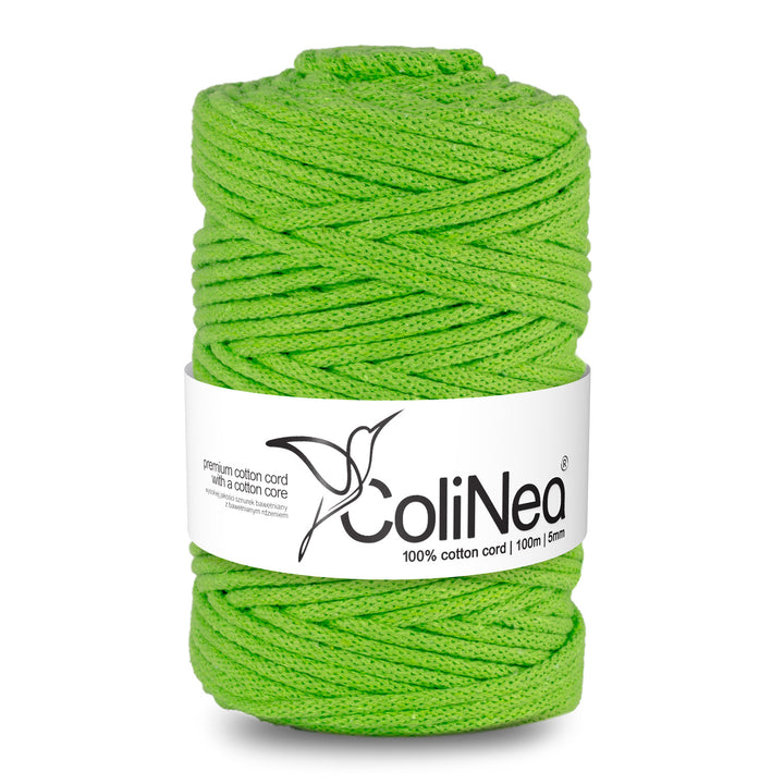 ColiNea, bavlněná šňůra s bavlněným jádrem, opletená, 5 mm, 100 m, světle zelená
