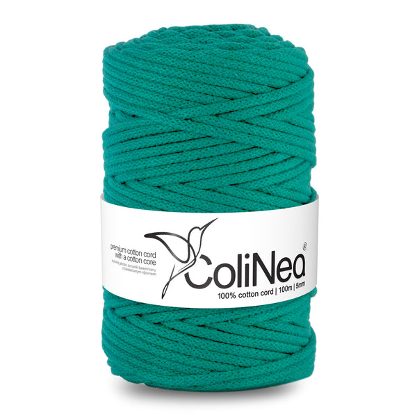 ColiNea, bavlněná šňůra s bavlněným jádrem, opletená, 5 mm, 100 m, tyrkysová