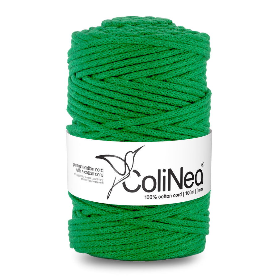 ColiNea, bavlněná šňůra s bavlněným jádrem, opletená, 5 mm, 100 m, zelená