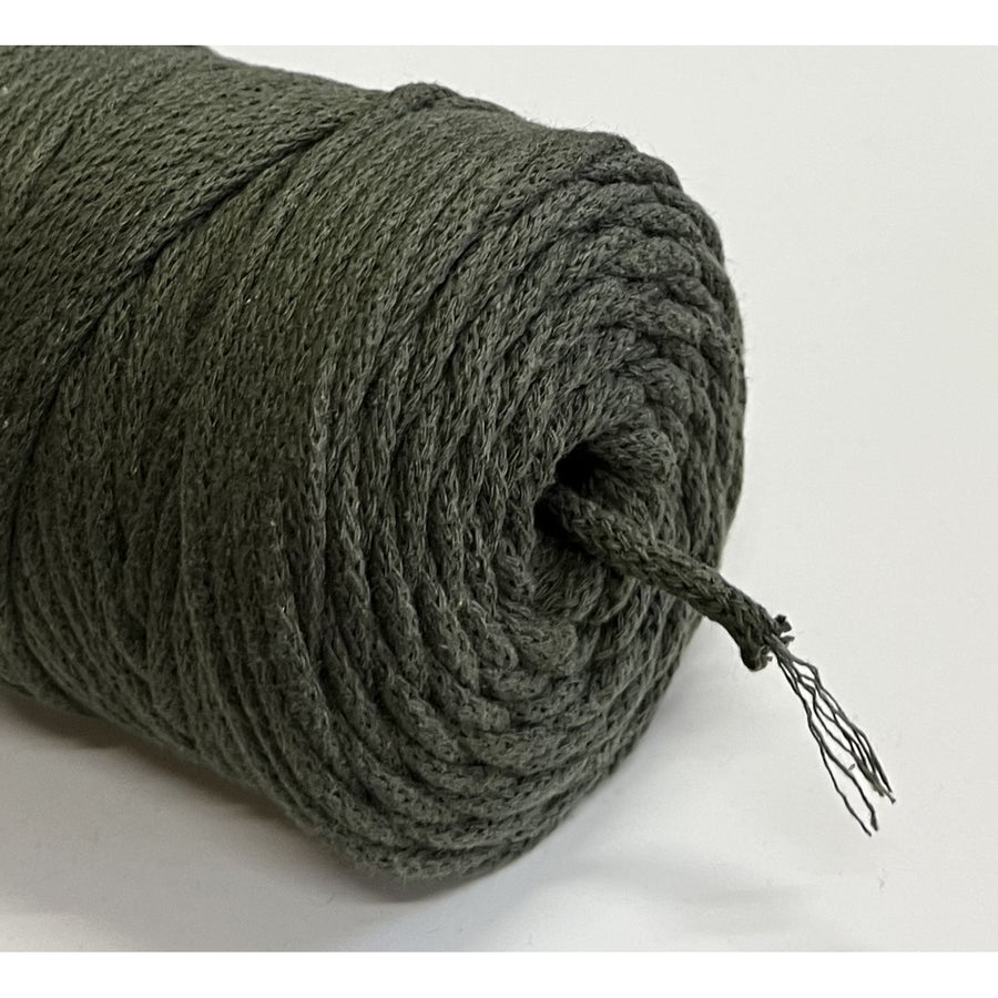 ColiNea, bavlněná šňůra s bavlněným jádrem, opletená, 5 mm, 100 m, khaki barva