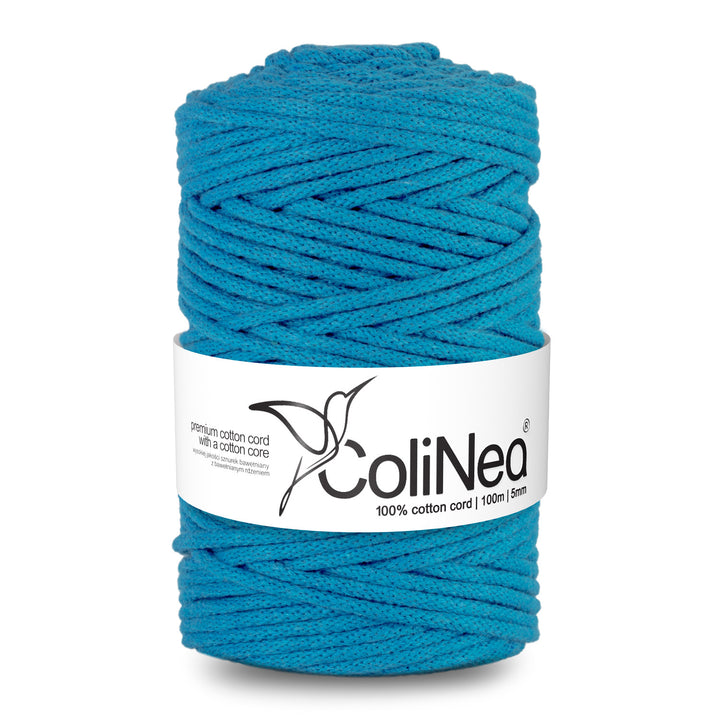 ColiNea, bavlněná šňůra s bavlněným jádrem, opletená, 5 mm, 100 m, modrá