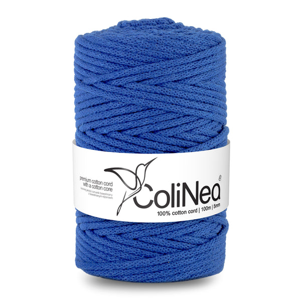 ColiNea, bavlněná šňůra s bavlněným jádrem, opletená, 5 mm, 100 m, tmavě modrá
