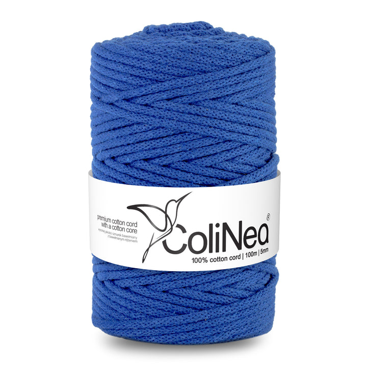 ColiNea, bavlněná šňůra s bavlněným jádrem, opletená, 5 mm, 100 m, tmavě modrá