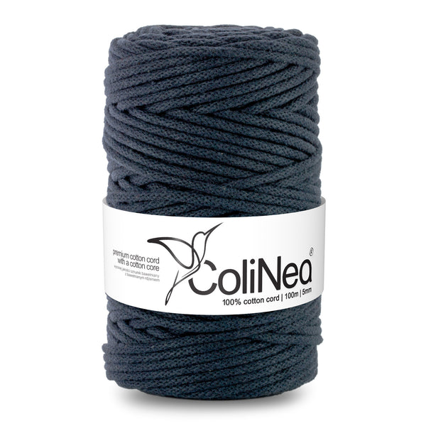 ColiNea, bavlněná šňůra s bavlněným jádrem, opletená, 5 mm, 100 m, inkoustová