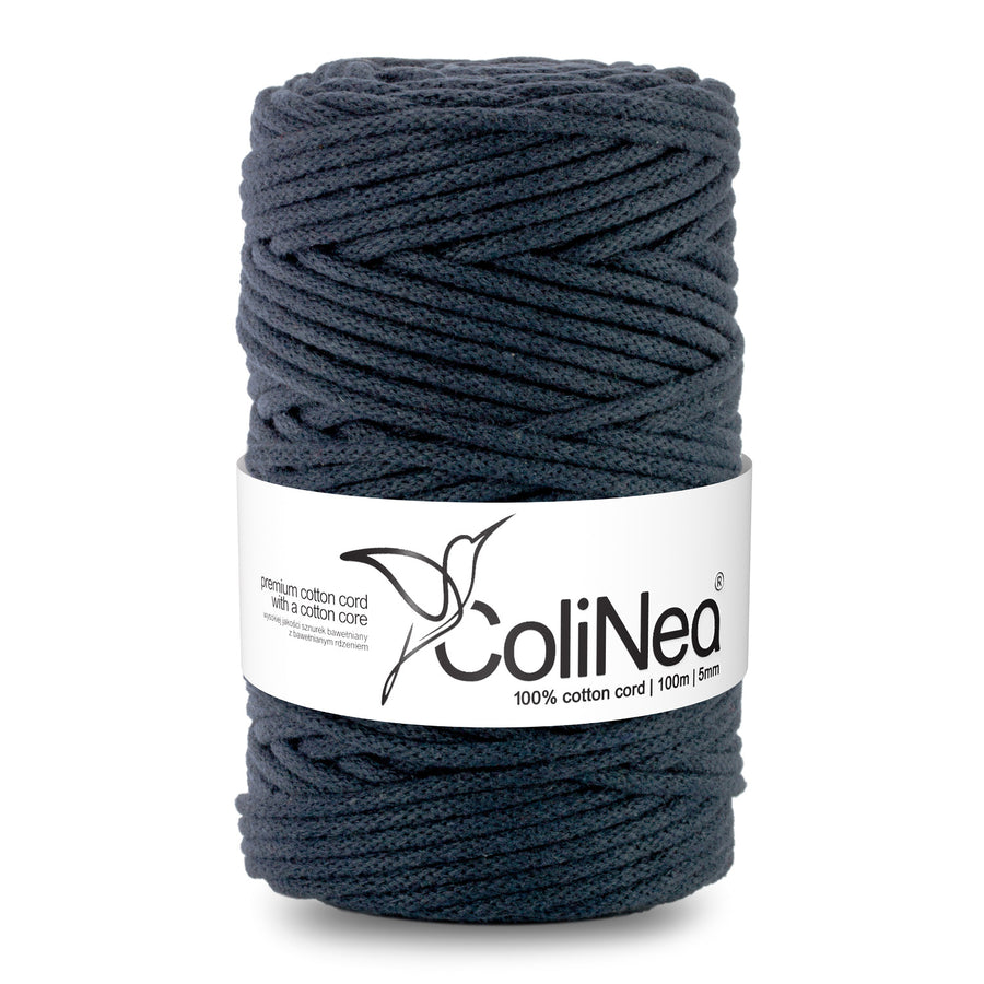 ColiNea, bavlněná šňůra s bavlněným jádrem, opletená, 5 mm, 100 m, inkoustová
