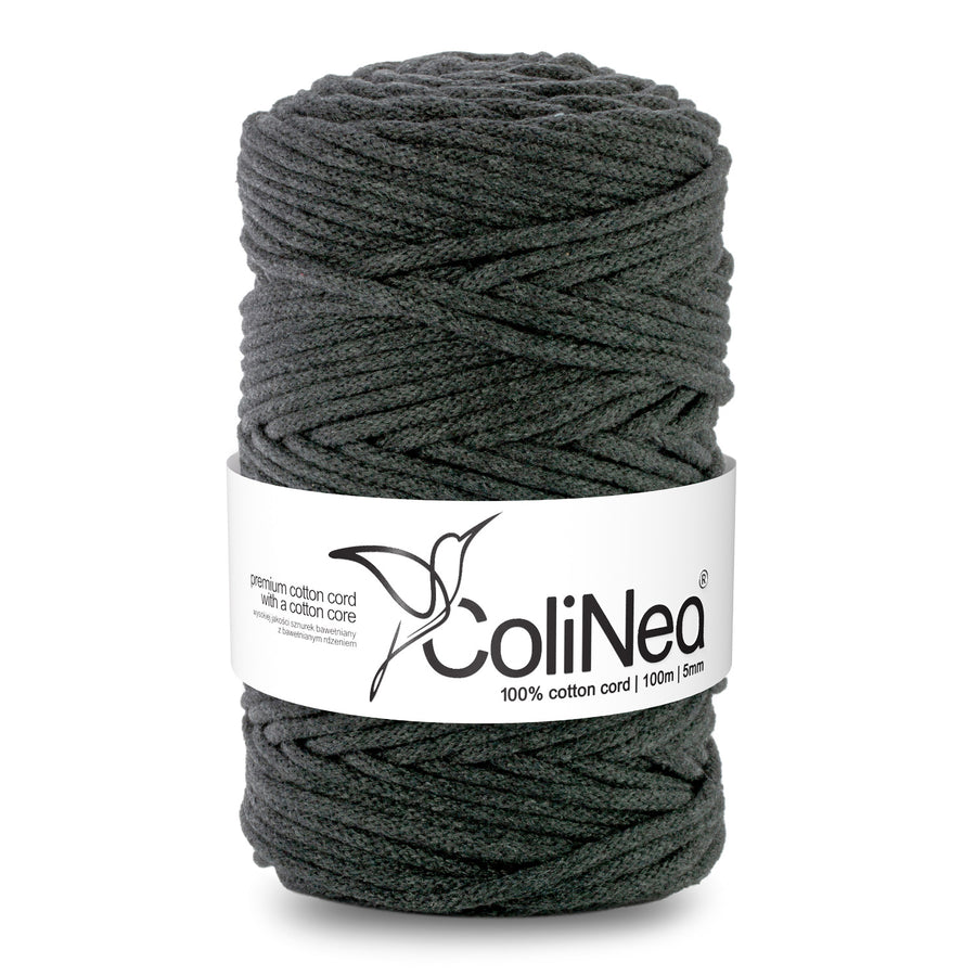 ColiNea, bavlněná šňůra s bavlněným jádrem, opletená, 5 mm, 100 m, antracitová