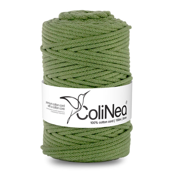 ColiNea, bavlněná šňůra s bavlněným jádrem, opletená, 5 mm, 200 m, pistáciová barva