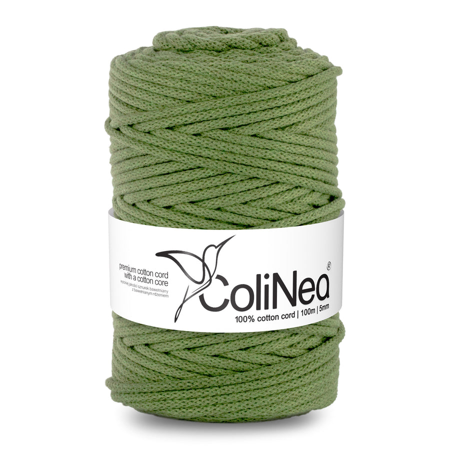 ColiNea, bavlněná šňůra s bavlněným jádrem, opletená, 5 mm, 200 m, pistáciová barva