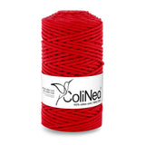 ColiNea, bavlněná šňůra s bavlněným jádrem, opletená, 3 mm, 100 m, červená