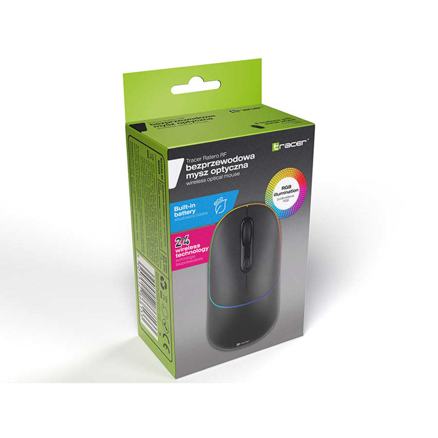 Bezdrátová myš Tracer, dobíjecí baterie 650 mAh, podsvícení RGB, Ratero