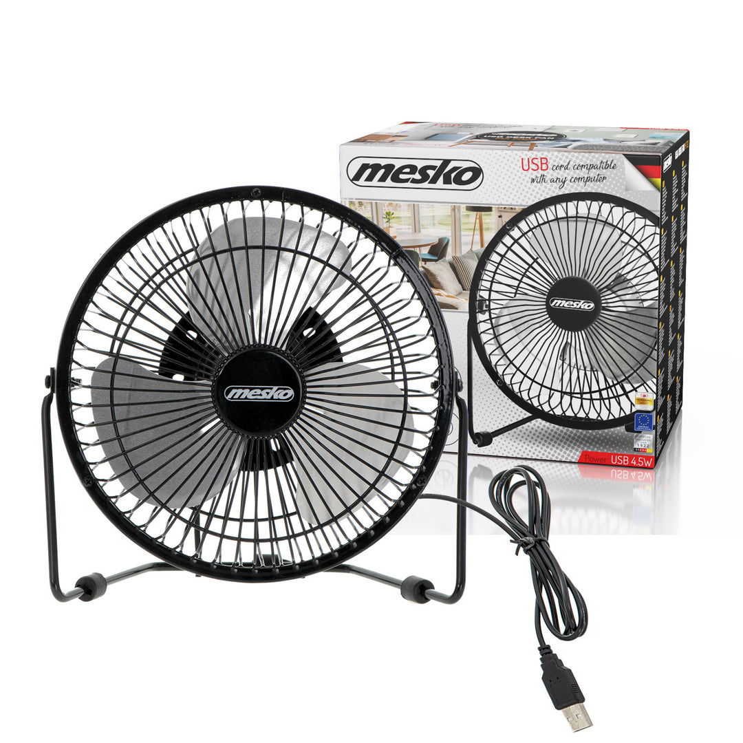 Stolní ventilátor Mesko, průměr 15 cm, napájení přes USB, vertikální oscilace, MS 7322