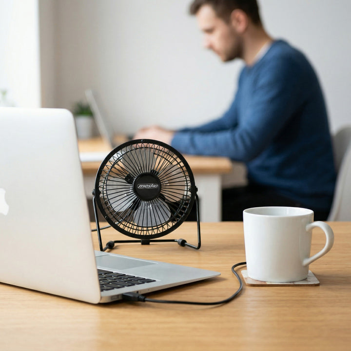 Stolní ventilátor Mesko, průměr 15 cm, napájení přes USB, vertikální oscilace, MS 7322