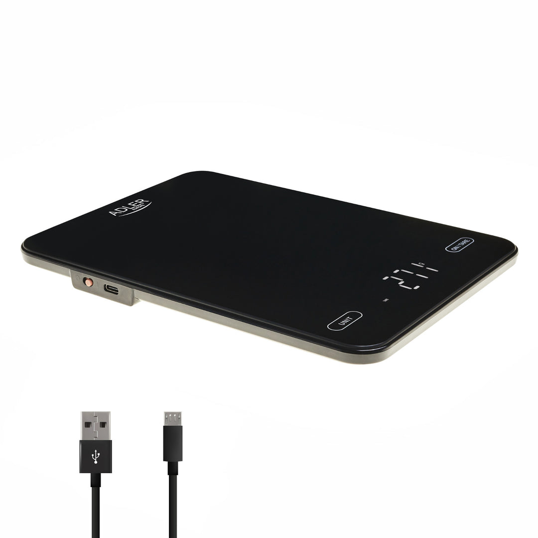 Kuchyňská váha, Adler, černá 10 kg, nabíjecí přes USB, AD 3177
