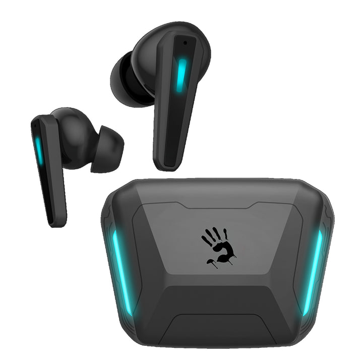 Bezdrátová sluchátka Bloody, Bluetooth 5.2, TWS, nabíjecí pouzdro, černá/modrá, M70