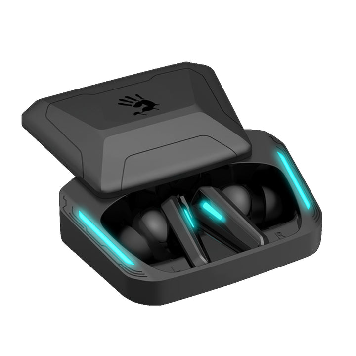 Bezdrátová sluchátka Bloody, Bluetooth 5.2, TWS, nabíjecí pouzdro, černá/modrá, M70