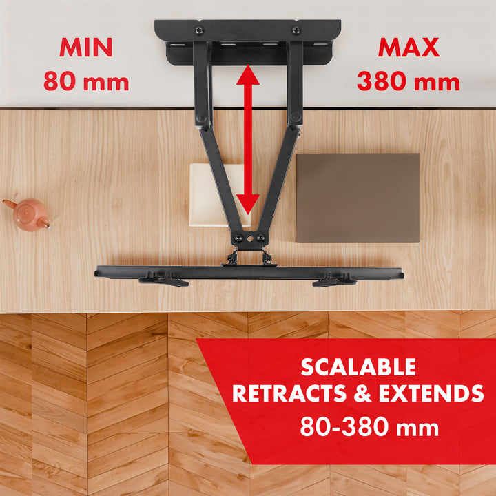 Držák Maclean na TV, max. VESA 400x400, 32-75", 50 kg, horizontální a vertikální nastavení úhlu, profil 80-380 mm, černý, MC-788